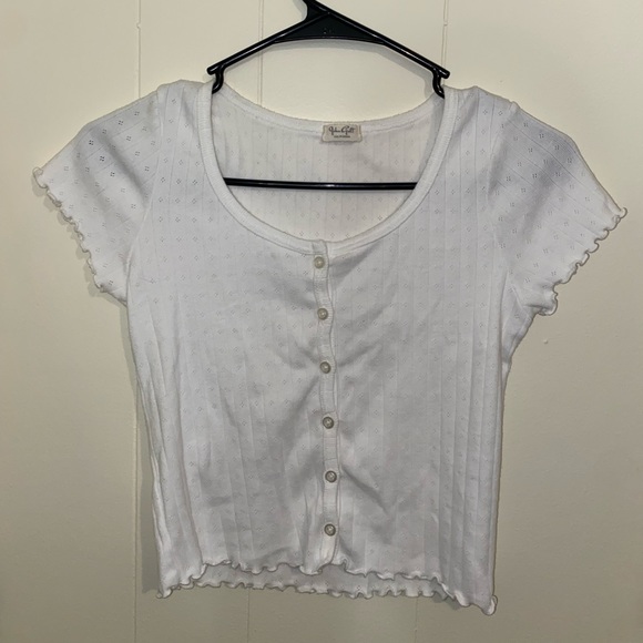 WHITE BUTTON DOWN CROP - Picture 2 of 2